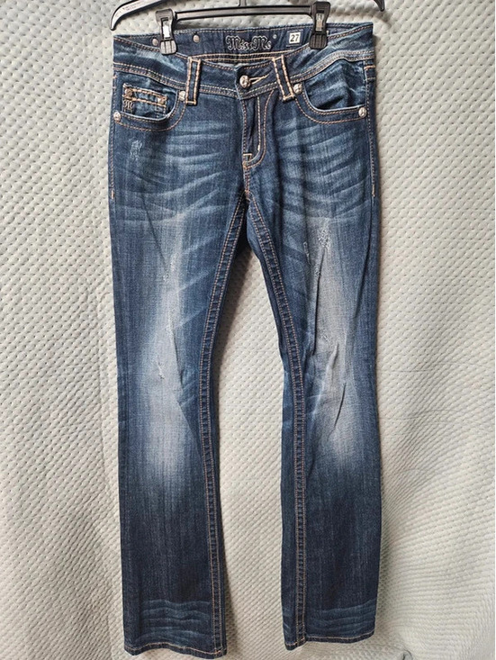 Miss Me Denim - Miss Me Women’s Jeans Size 27 Bootcut Distressed Dark Wash Fleur De Lis Denim
